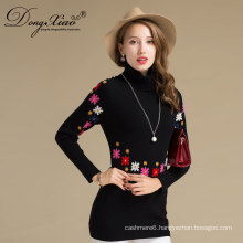 2017 Fashion Top Design Knitting Pattern Embroidery Women Cashmere Long Tight Sweater Dress